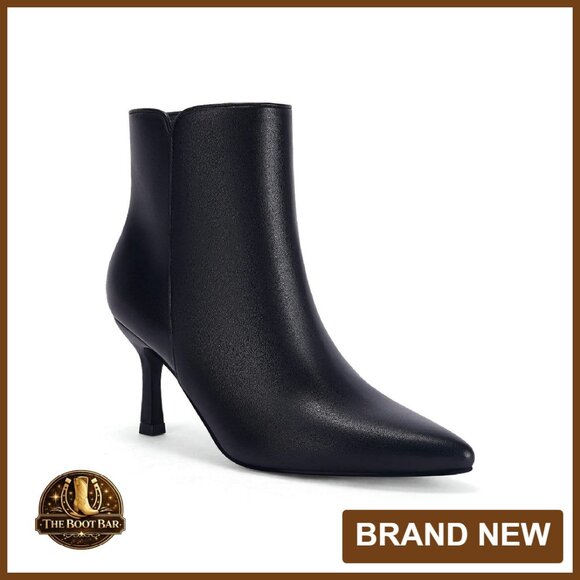 Women's Kitten Heel Booties Pointed Toe Side Zipper Ankle Boots